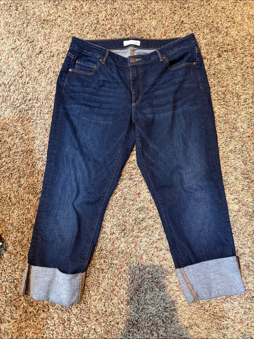 Loft- Relaxed Dark Blue Women’s Jeans – Rolled Cuff Casual Style